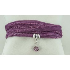 Pink glitter ball with silk bracelet/necklace (pink)